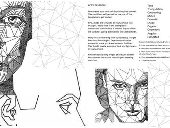 Art, Graphics or Design Technology Portrait Lesson/ Cover - Key stage three or GCSE