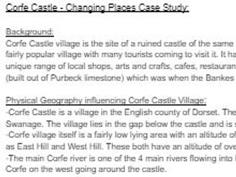 Corfe Castle - Near Place Case Study AQA A Level Geography Changing Places