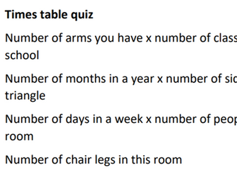 Quick Quiz - Times Tables