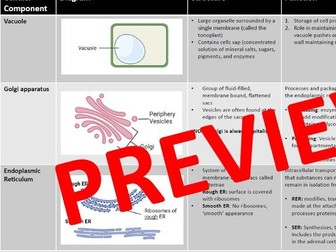 CELL ORGANELLES| A* A-Level Biology | SUMMARY SHEET