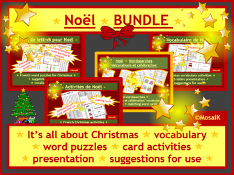Christmas French vocabulary activities BUNDLE