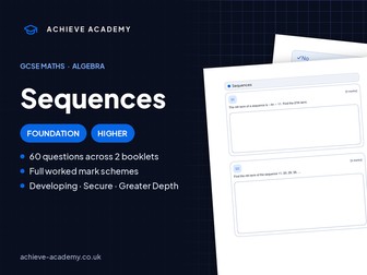Sequences GCSE Maths Booklets | Foundation & Higher + Mark Schemes