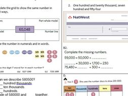 Year 5 place value Numbers to 100000 smart board file worksheet following White Rose Mastery