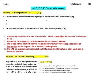 IGCSE Cambridge Economics (0987) Section 5 exam