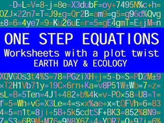 ONE STEP EQUATIONS- EARTH DAY WORKSHEETS