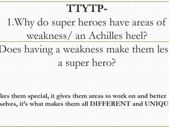 Super hero Top trump lesson