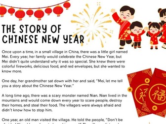 No Prep Story Activity: Teach Origins of Chinese New Year with Comprehension