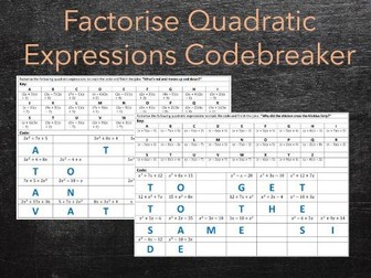 Factorising Quadratic Expressions - Codebreakers