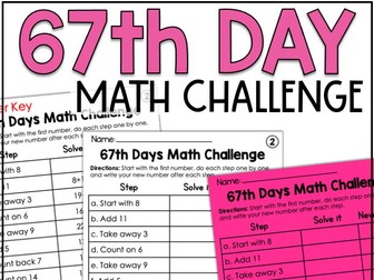 67 67th Day of School Activities Math Worksheet Kindergarten 1st 2nd Grade
