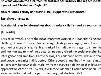 Hardwick Hall Historic Environment model answer