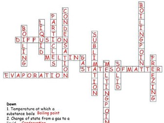 KS3/Year 7 Particles Revision Crossword