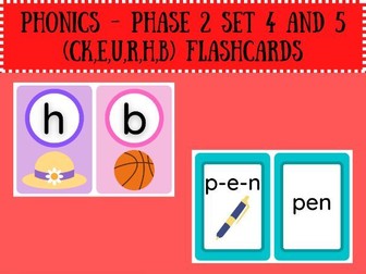 Phonics CK,E,U,R,B,H Flashcards Pack