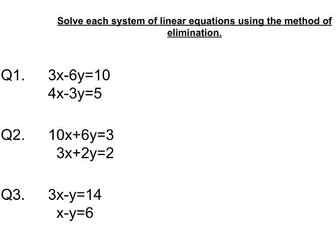 Linear equations/Method of elimination