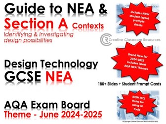 *NEW* 2024-2025 NEW CONTEXTUAL THEMES GCSE DT NEA AQA Guide to Context & Section A