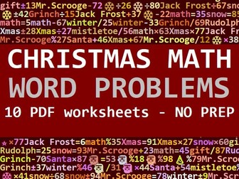 CHRISTMAS MATH - WORD PROBLEMS - ALL FOUR OPERATIONS