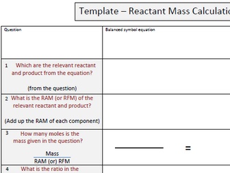 Chemistry Calculation Templates