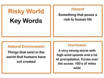 Geography Risky World Key Words Revision Flash Cards