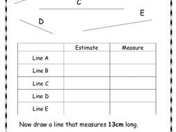 Measuring lines in cm Worksheet | Teaching Resources