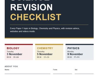 GCSE Science Paper 1 Revision Checklist