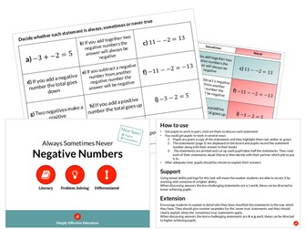 Negative Numbers (Always, Sometimes, Never)
