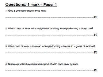 GCSE PE OCR Exam Questions