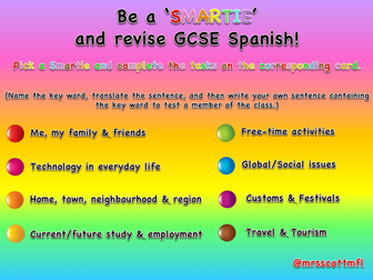 "Be a Smartie and Revise GCSE Spanish" revision game