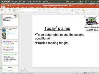 Reading for gist- using the second condtion