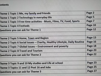 GCSE French Higher Knowledge Organiser