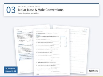 Molar Mass and Mole Conversion Worksheets