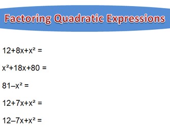 Factoring Quadratic Expressions (simple)