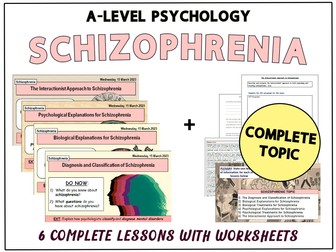 A-LEVEL PSYCHOLOGY - SCHIZOPHRENIA TOPIC [COMPLETE TOPIC - Includes Slides and Worksheets]
