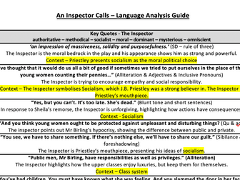 An Inspector Calls key quotes and language analysis notes