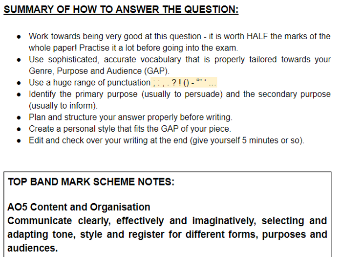 AQA GCSE English Language Paper 2 Section B | Teaching Resources