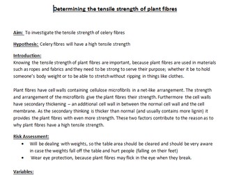 CORE PRACTICAL 8: Determine the tensile strength of plant fibres