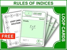 Rules of Indices (Loop Cards)