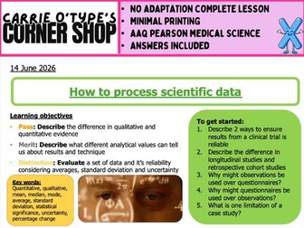 Processing Scientific Data - AAQ Pearson Medical Science