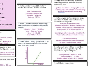 IGCSE Force and Motion Revision Placemat