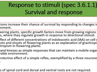 Survival and response AQA 3.6.1.1