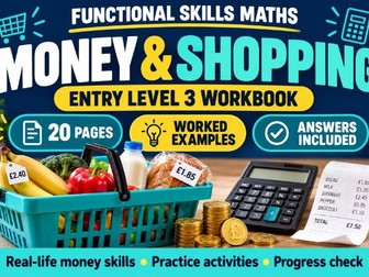 Functional Skills Maths Entry Level 3 | Money & Shopping Workbook | Answers Included