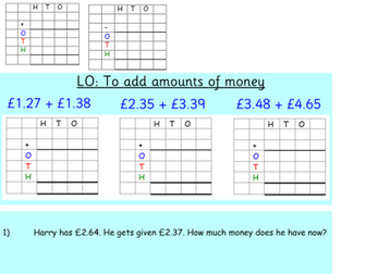 Adding and Subtracting Money Year 3