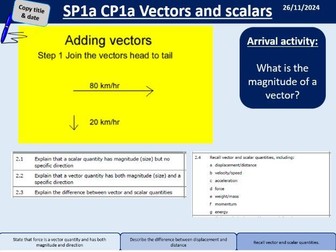 Edexcel GCSE Physics SP1a CP1a Vectors and scalars