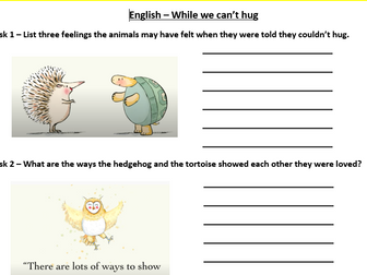 EYFS KS1 Return to school while we can't hug activity social distance reminder