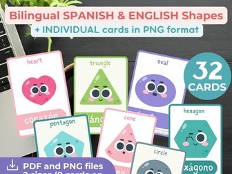 SPANISH SHAPES BILINGUAL flashcards Spanish and English Printable