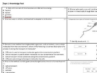 Edexcel CB1 Biology Knowledge Assessment