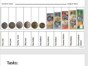 Australian currency coins and note recognition