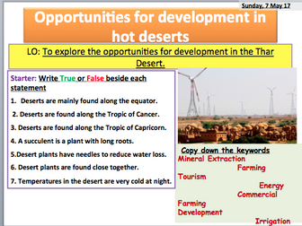 Opportunities for development in the That desert Case study AQA 1/2