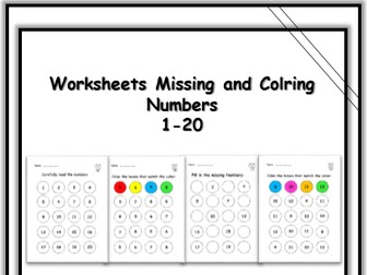 Missing and Coloring  Numbers 1 - 20