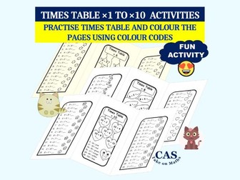 Times Tables ×1 to ×10 Colouring Activity-Multiplication Facts