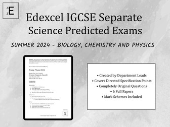 Summer 2024 IGCSE Science (Separate Award) Predicted Exams - Biology, Chemistry and Physics