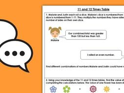 FREE Year 4 11 and 12 Times Table Spring Block 1 Maths Discussion Problem